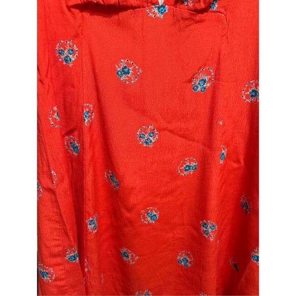 🌺NEW Free People Mockingbird Coral Red Floral Print Backless Mini Dress Sz 6 - Picture 14 of 14